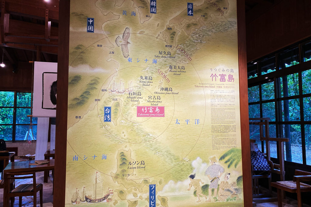 竹富島の地図。日本、韓国、中国、台湾、フィリピン